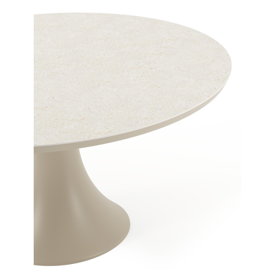 Fano tuintafel rond in beige aluminium en volkeramiek Shilin Dia. 148 x H 75 cm x H 75 cm