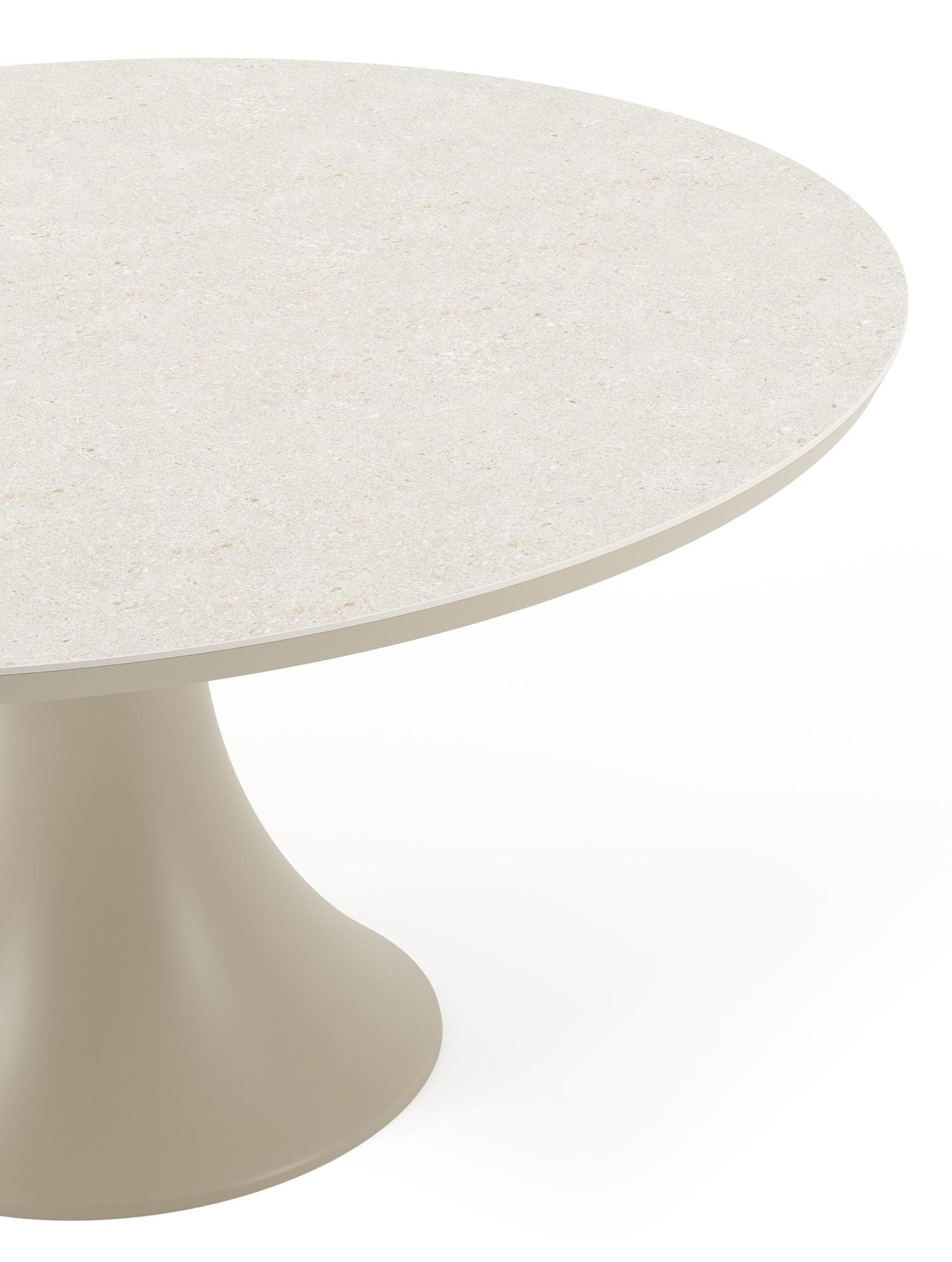 Fano tuintafel rond in beige aluminium en volkeramiek Shilin Dia. 148 x H 75 cm x H 75 cm