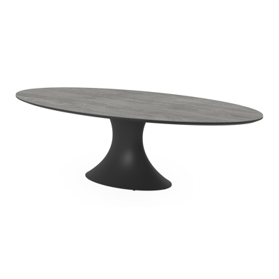 Fano tuintafel ovaal in zwart aluminium en volkeramiek aspen grey - L 288 x B 148 x H 75 cm