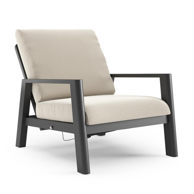 Cirello loungestoel in zwart aluminium met lopi marble all weather sunbrella® luxe kussen