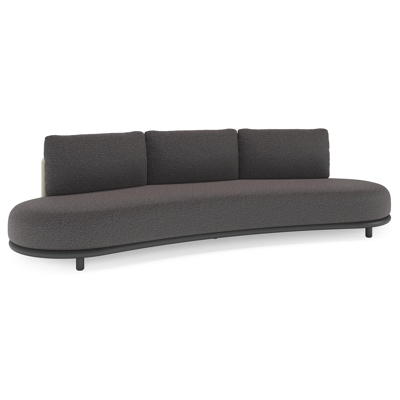 Canapé de jardin Lomano en aluminium noir et corde luxe plate tissée verticalement beige et coussins en all weather solica Firenze Tunder