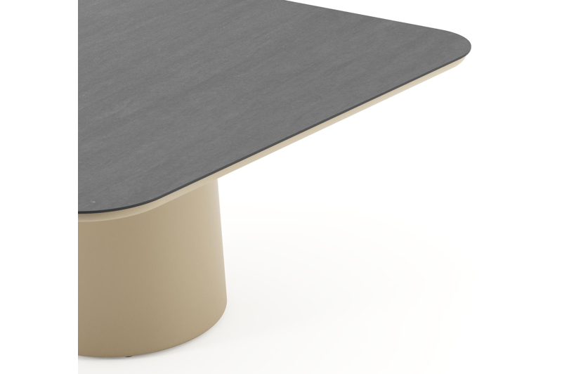 Amico tuintafel afgerond vierkant in beige aluminium en volkeramiek Basalt Black - L 148 x B 148 x H 73.5 cm