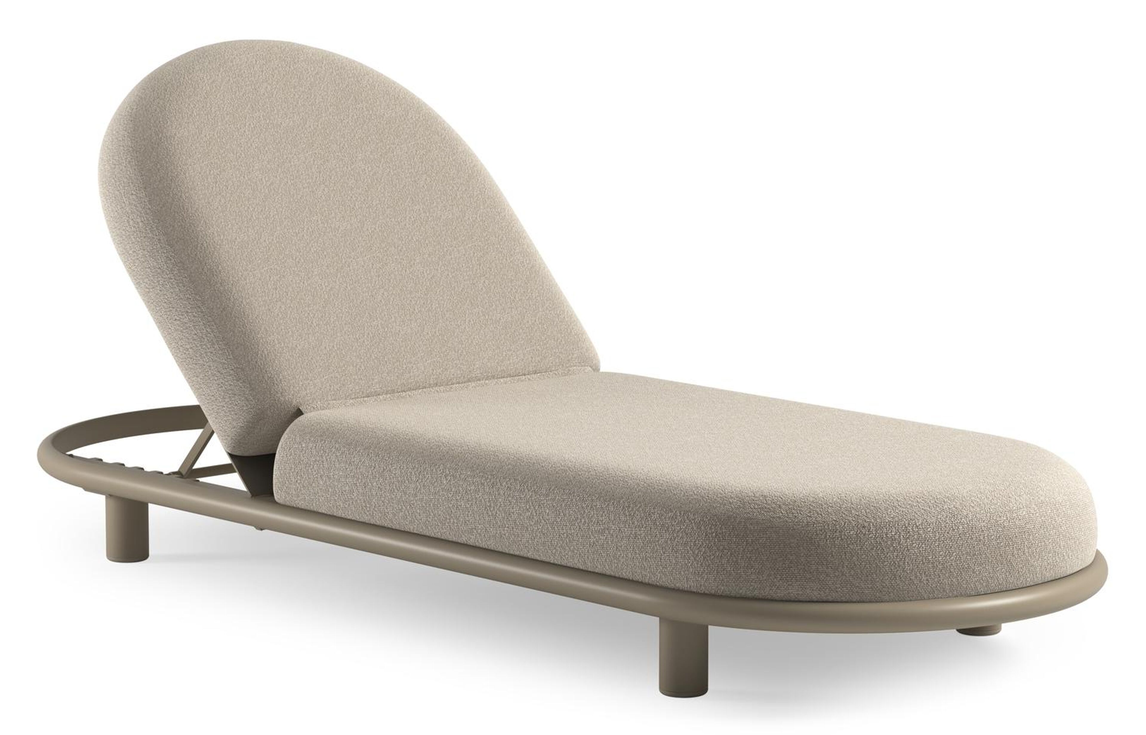 Chaise longue réglable Lomano en aluminium beige avec marbella ecru all weather cosytica coussin