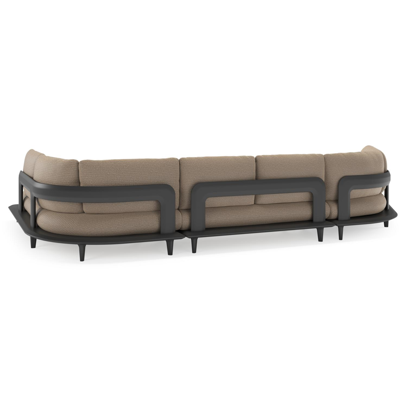 Bomero loungehoek in zwart aluminium met firenze earth all weather solica kussen