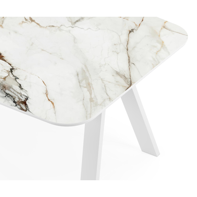 Cesano tuintafel in wit aluminium en volkeramiek calacatta luxe - L 255 x B 115 x H 74 cm