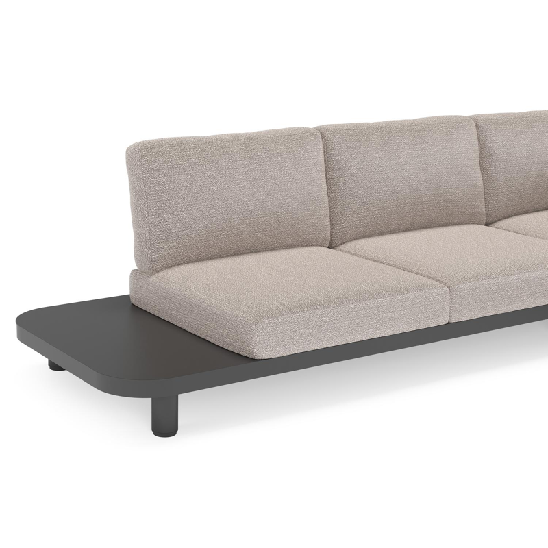 Donato loungehoek in zwart aluminium met all weather sunbrella® luxe Wander Granite kussen