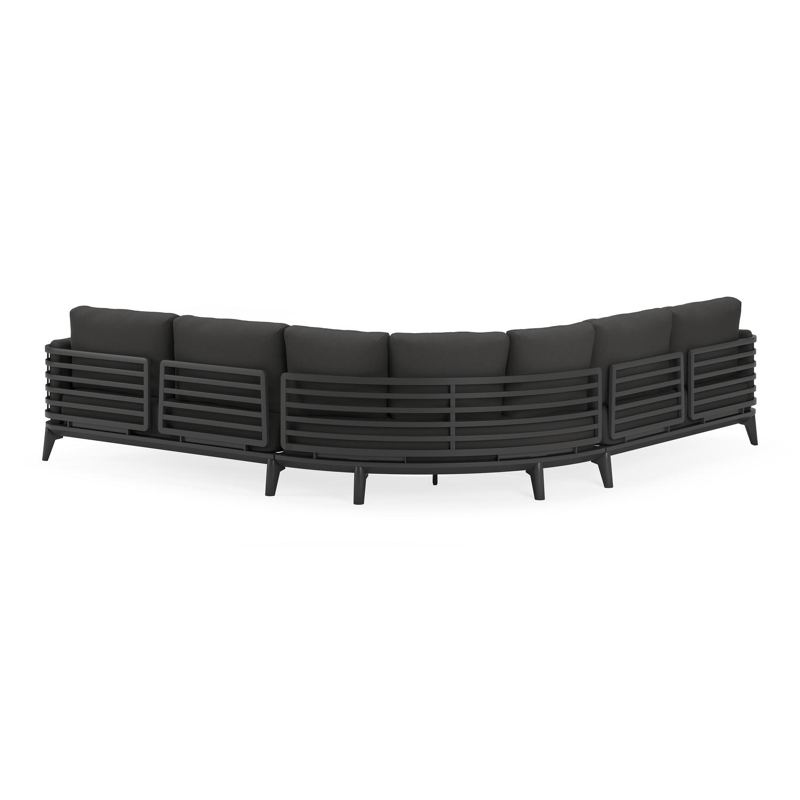 Mosa loungehoek in zwart aluminium met natte sooty all weather sunbrella® premium kussens