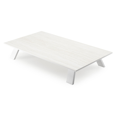 Cesano loungetafel in wit aluminium en calista volkeramiek - L 140 x B 80 x H 24 cm