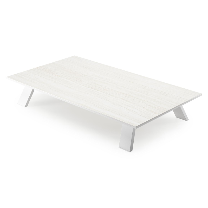 Cesano loungetafel in wit aluminium en calista volkeramiek - L 140 x B 80 x H 24 cm
