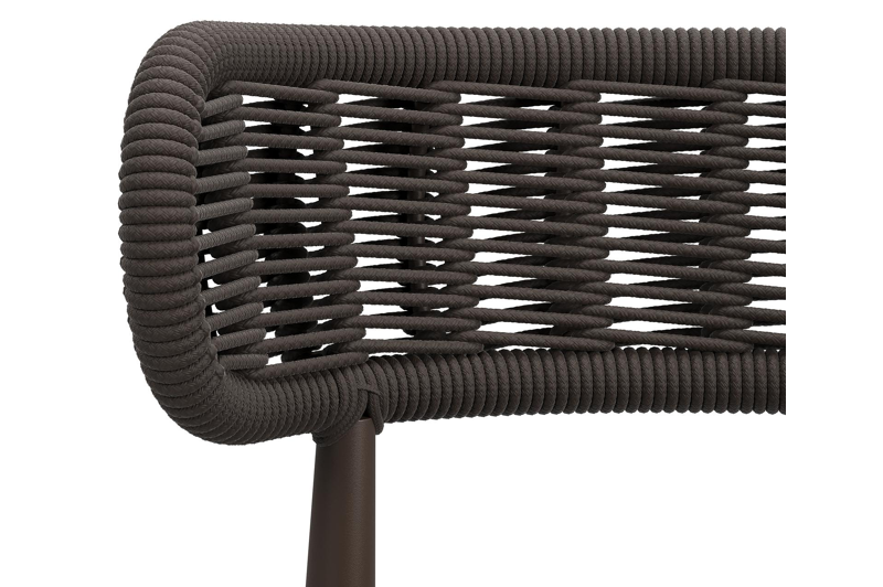 Lomo tuinstoel in donkerbruin aluminium en donkerbruin vierkant geweven ronde rope