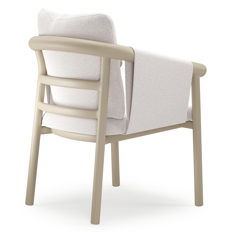 Amico stapelbare tuinstoel in beige aluminium met stoelkussen in All Weather Solica Ego Eggshell