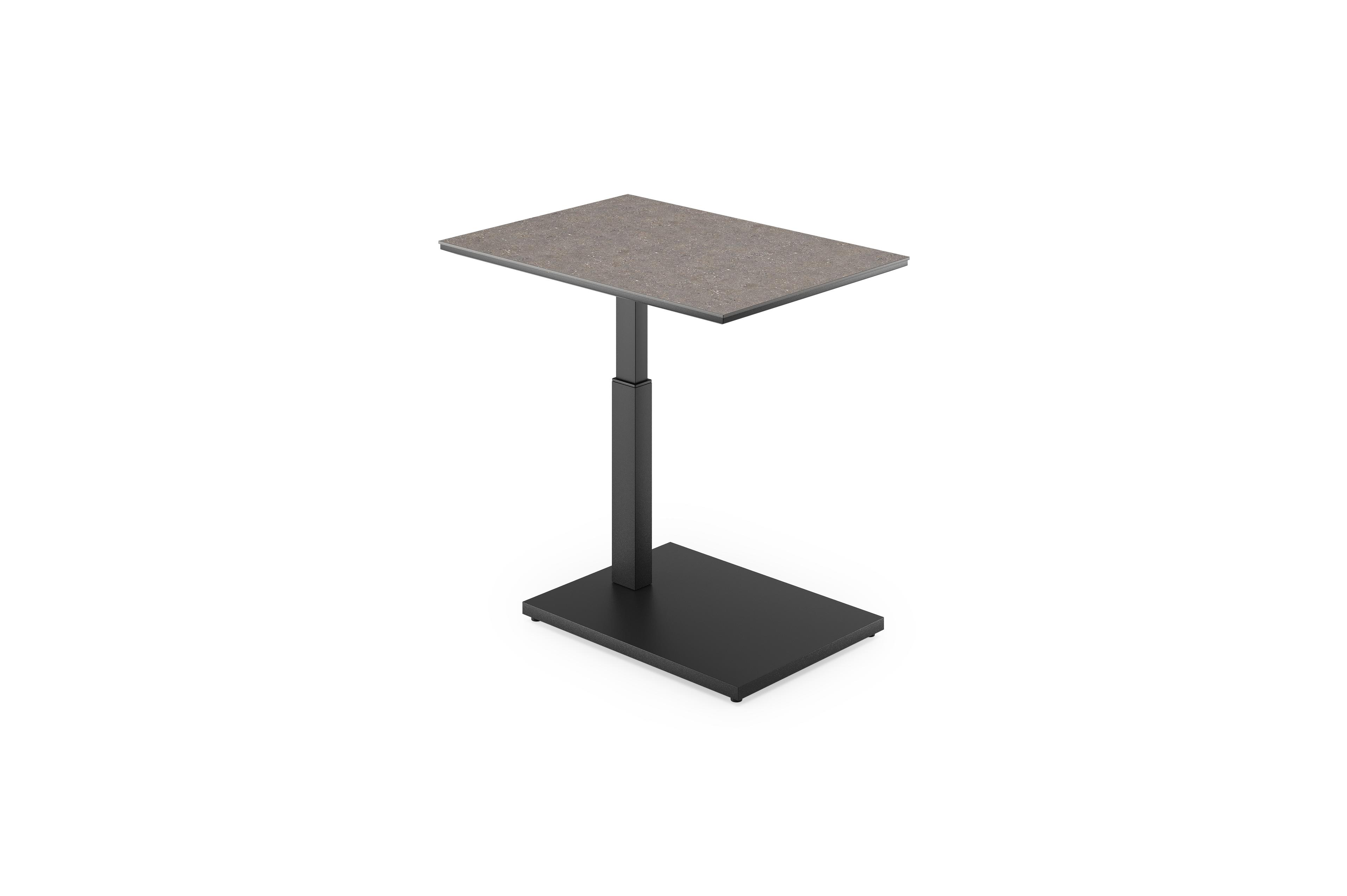 Cirello pop-up bijzettafel in zwart aluminium en wulong volkeramiek - L 70 x B 80 x H 66 cm