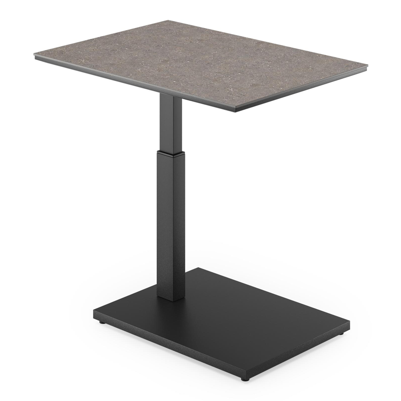 Table d'appoint Cirello Pop-up en aluminium noir et céramique pleine wulong - Lg. 70 x Lrg. 80 x Haut. 66 cm