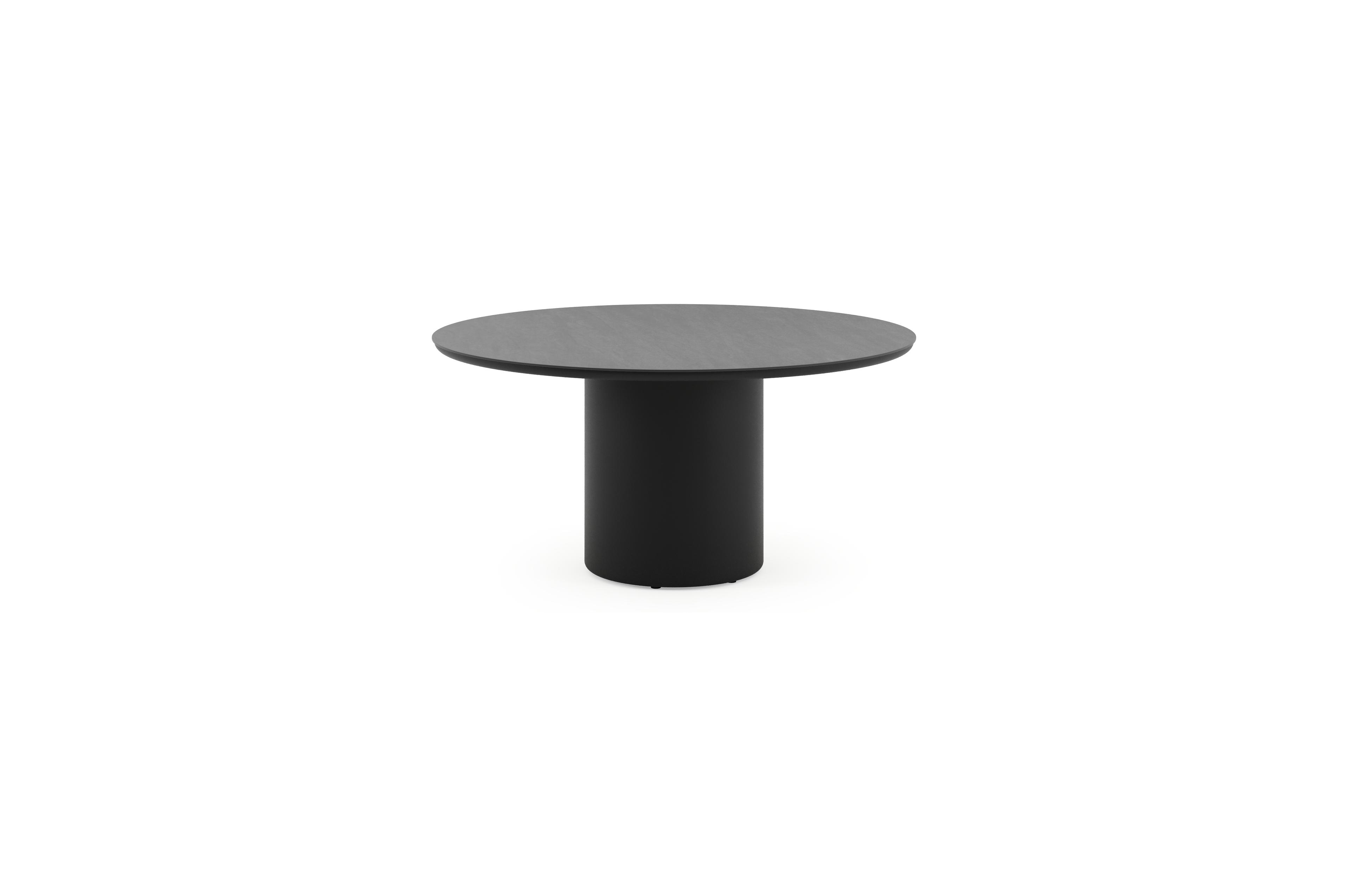 Amico tuintafel rond in zwart aluminium en volkeramiek Basalt Black - Dia. 148 x H 73.5 cm