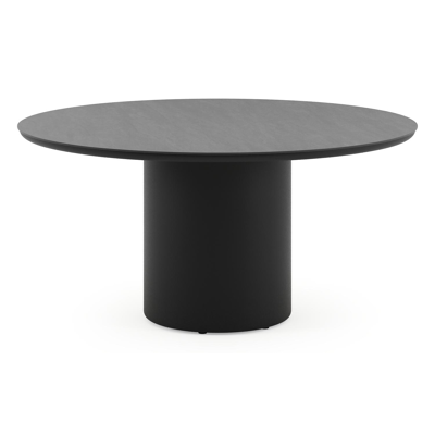 Amico tuintafel rond in zwart aluminium en volkeramiek Basalt Black - Dia. 148 x H 73.5 cm