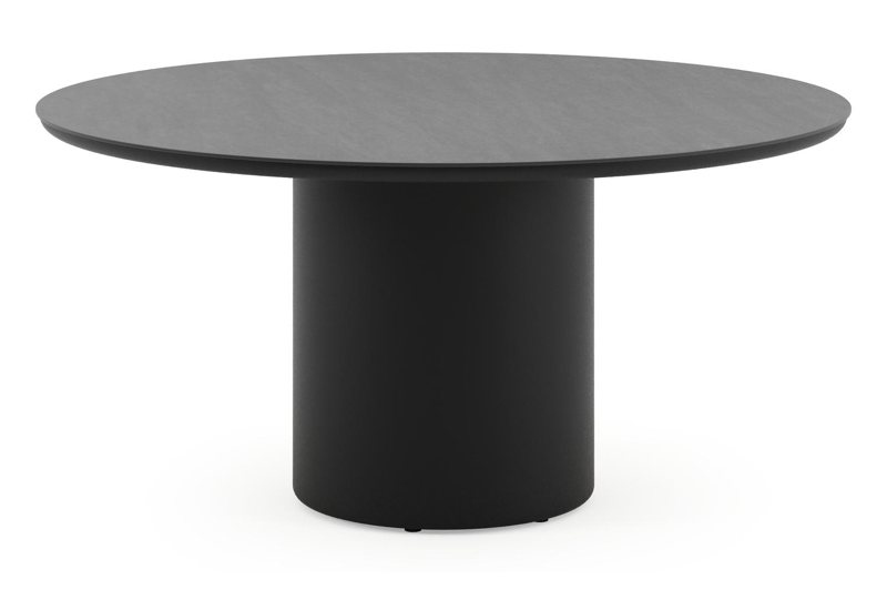 Amico tuintafel rond in zwart aluminium en volkeramiek Basalt Black - Dia. 148 x H 73.5 cm