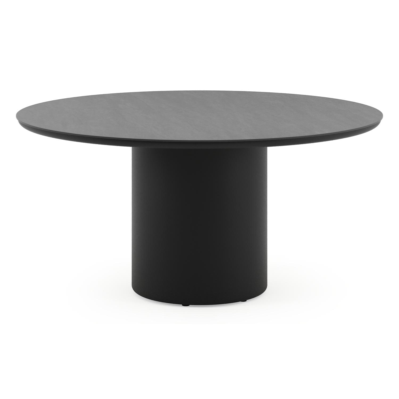 Amico tuintafel rond in zwart aluminium en volkeramiek Basalt Black - Dia. 148 x H 73.5 cm