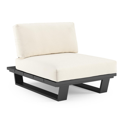 Pagino loungestoel in zwart aluminium met natte white all weather sunbrella® luxe kussen