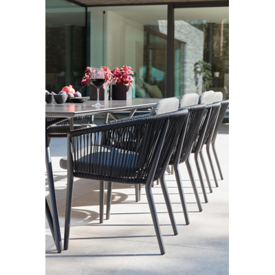 Orso tuintafel in zwart aluminium met tafelblad in volkeramiek - L 280 x B 110 cm