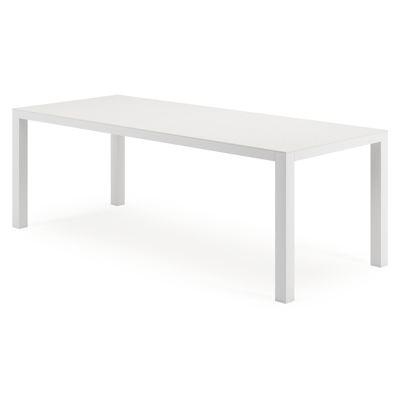 Varese tuintafel rechthoekig in wit aluminium en sintered stone Topo minerale - L 220 x B 92 x H 73.5 cm