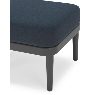 Pouf Orso en aluminium noir et coussins en all weather sunbrella® luxe Heritage Indigo
