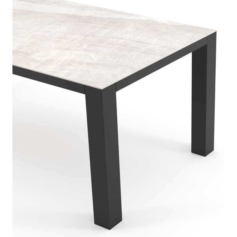 Nano tuintafel rechthoekig in zwart aluminium en volkeramiek Taj Mahal - L 200 x B 100 x H 75 cm
