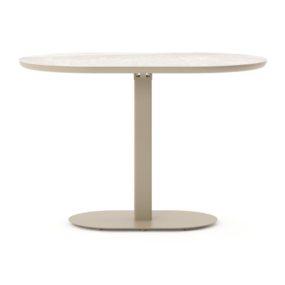 Teramo tuintafel bombo in beige aluminium en volkeramiek Taj Mahal - L 110 x B 70 x H 73.7 cm