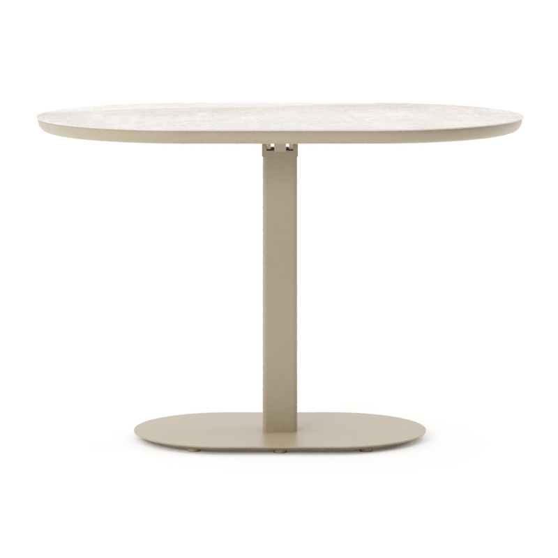 Teramo kantelbare tuintafel bombo in beige aluminium en volkeramiek Taj Mahal - L 110 x B 70 x H 74 cm