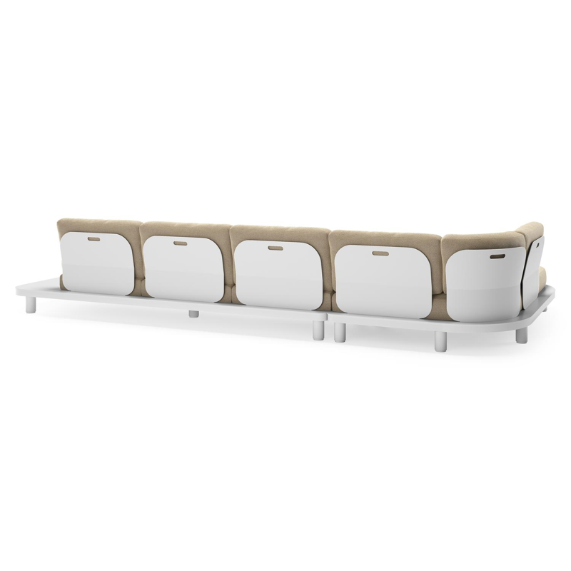 Salon de jardin d'angle Donato en aluminium blanc et coussins en all weather cosytica Althea Camel