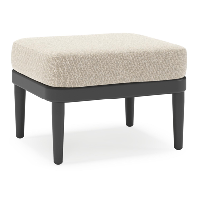 Pouf Orso en aluminium noir et coussins en all weather cosytica Marbella Ecru