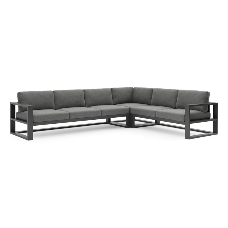 Salon de jardin d'angle Verato en aluminium noir et coussins en all weather cosytica catania black