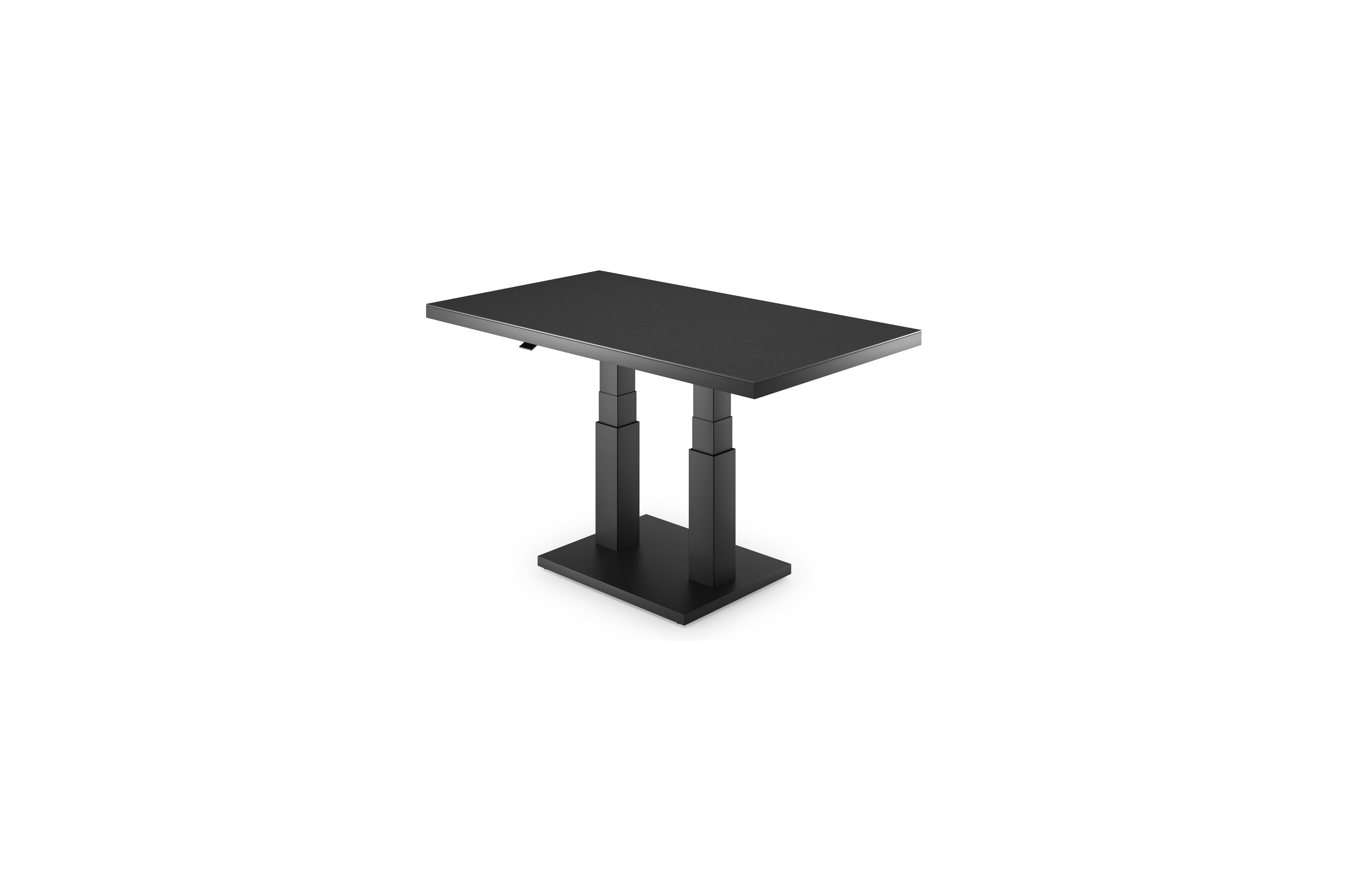 Cirello Pop up loungetafel in zwart aluminium en zwart volkeramiek - L 140 x B 80 x H 71,6 cm