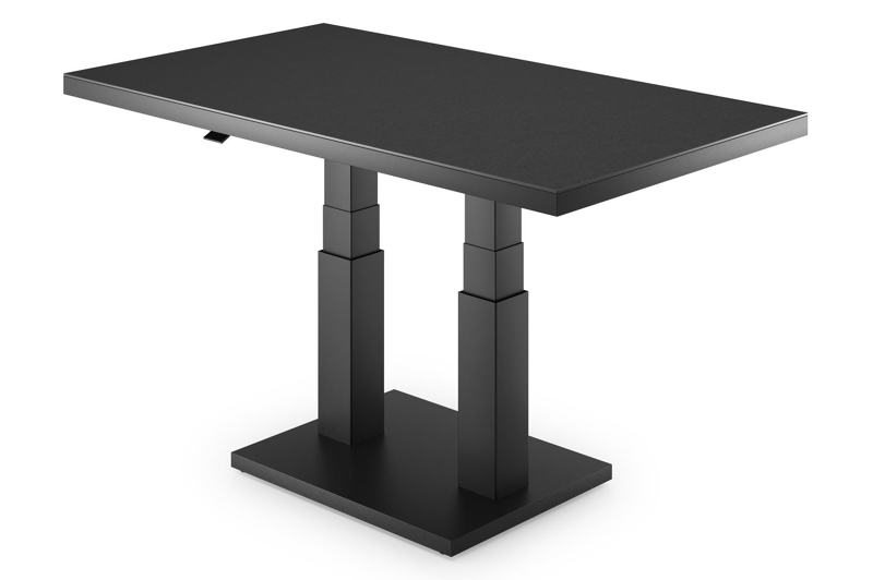 Cirello Pop up loungetafel in zwart aluminium en zwart volkeramiek - L 140 x B 80 x H 71,6 cm