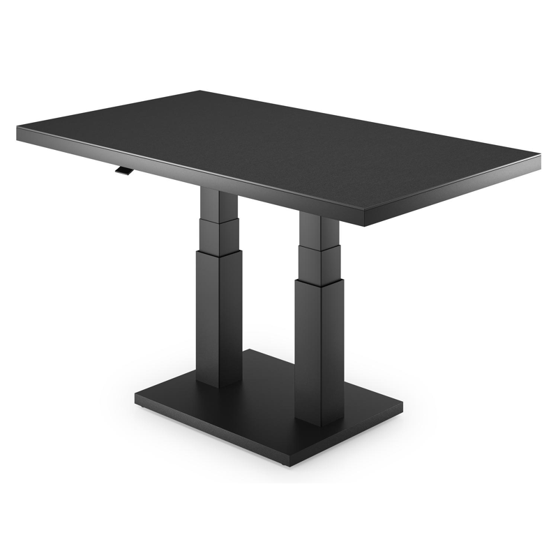 Cirello Pop up loungetafel in zwart aluminium en zwart volkeramiek - L 140 x B 80 x H 71,6 cm