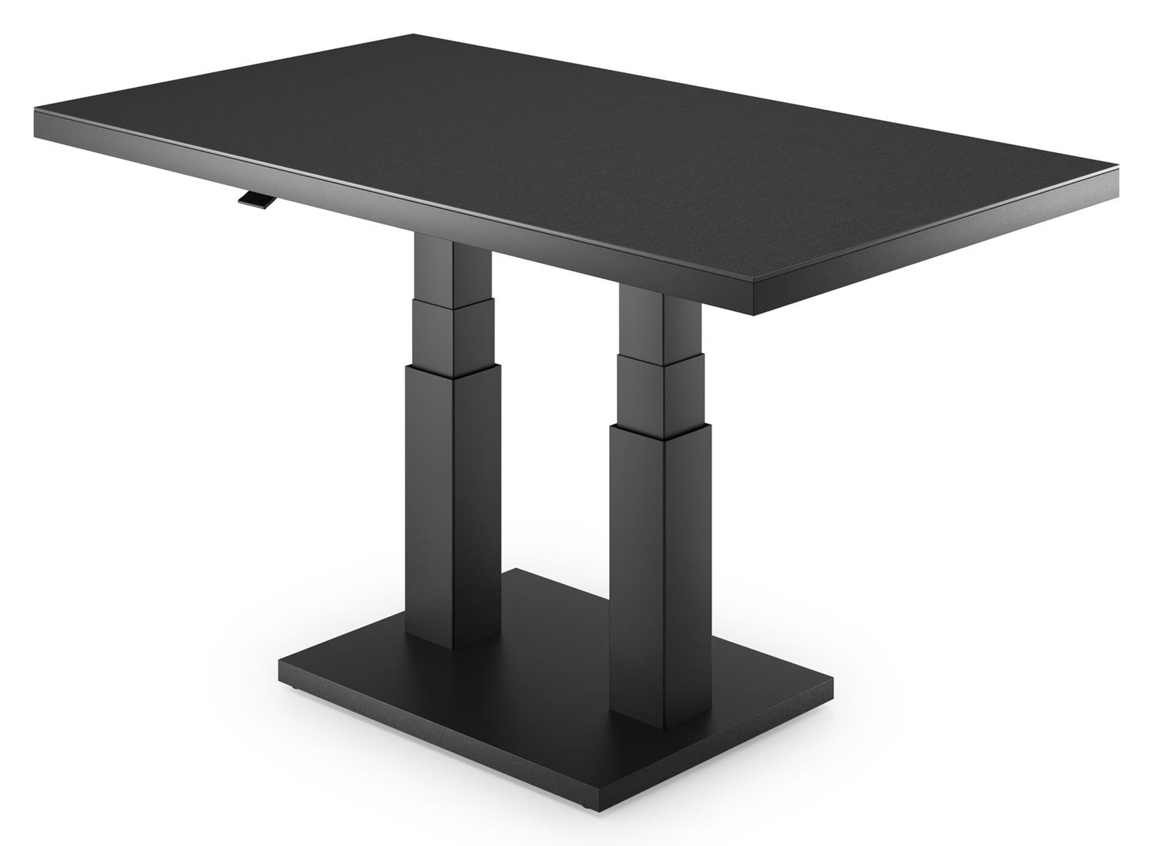 Cirello Pop up loungetafel in zwart aluminium en nero black volkeramiek - L 140 x B 80 x H 72 cm
