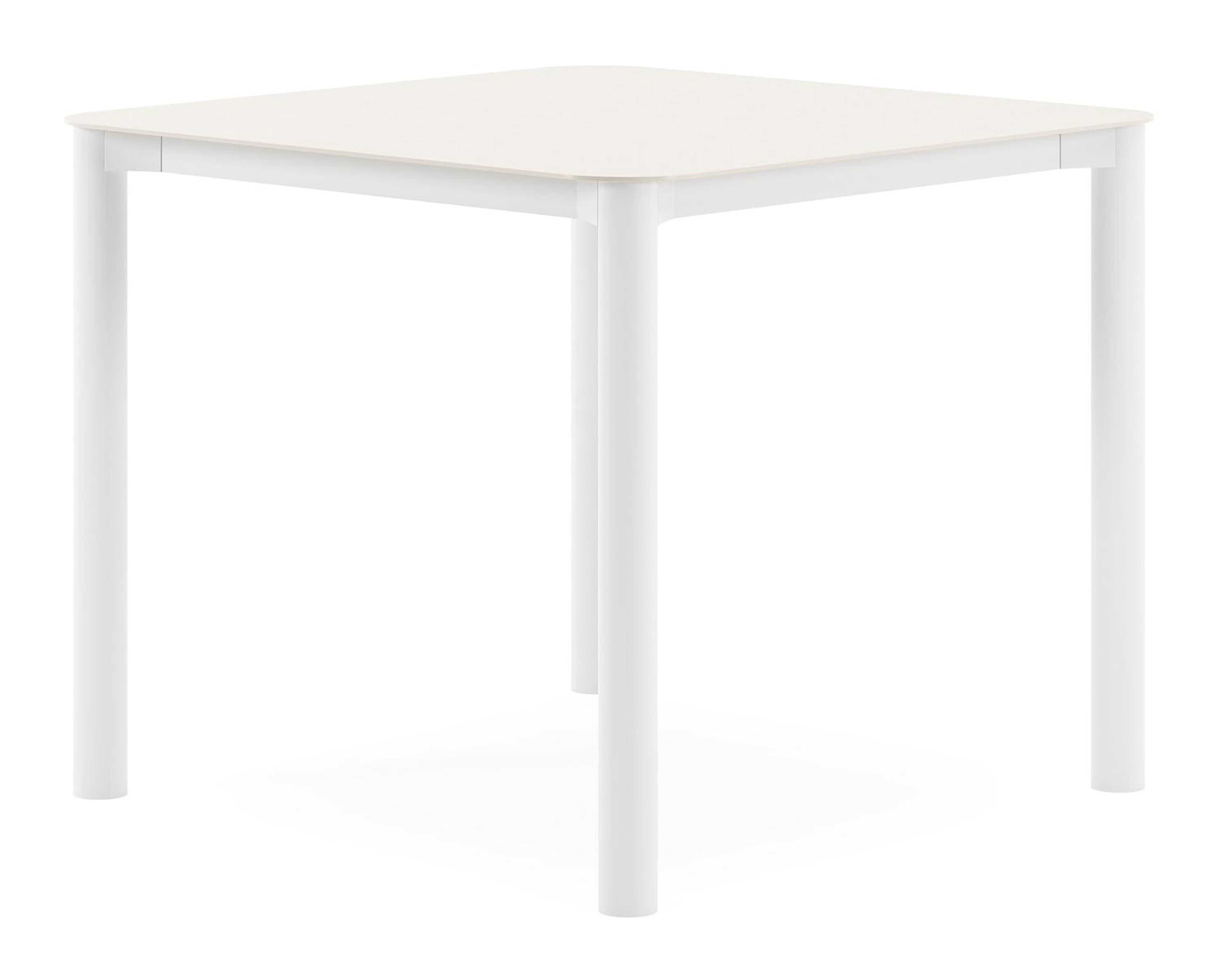 Orso tuintafel afgerond vierkant in wit aluminium en volkeramiek beige - L 90 x B 90 x H 75 cm