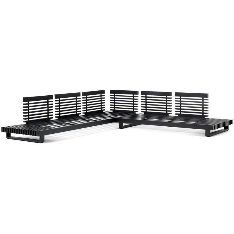 Noviso loungehoek in zwart aluminium met grijs weather+ softtouch kussens