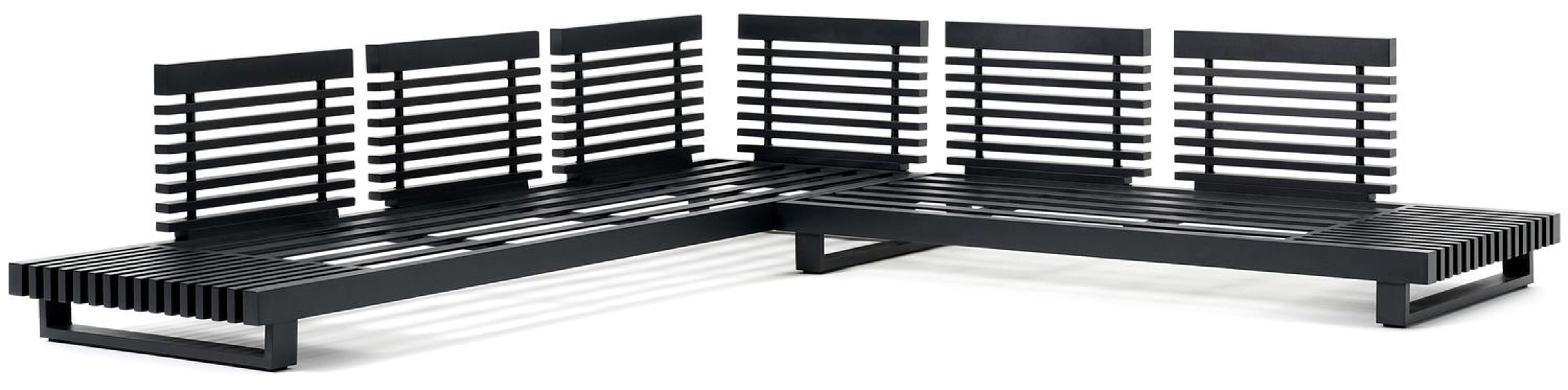 Noviso loungehoek in zwart aluminium met grijs weather+ softtouch kussens