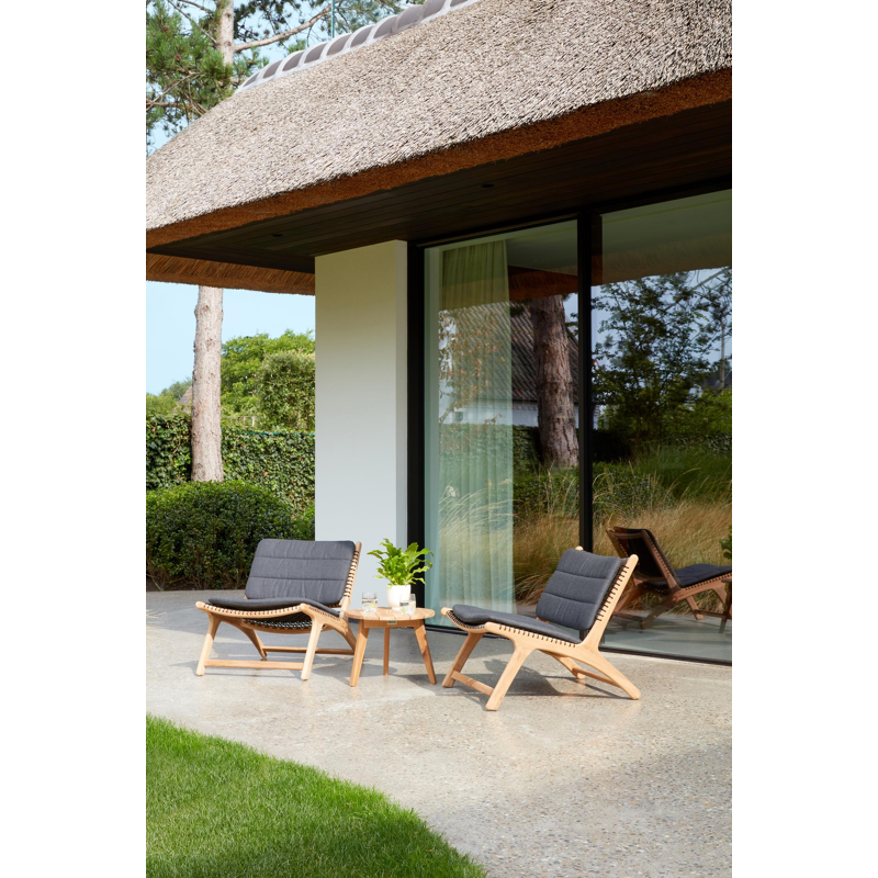 Fauteuil de jardin Cosito 1-pl en teck et résine tressée noir