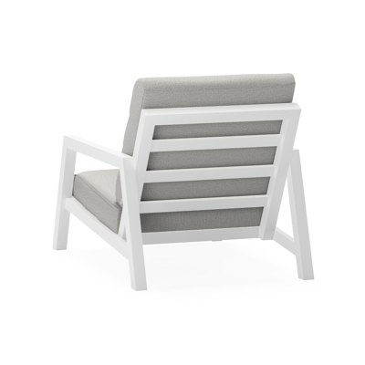 Fauteuil de jardin Zen'so 1-pl en aluminium blanc avec coussin en all weather sunbrella® luxe savane nimbus