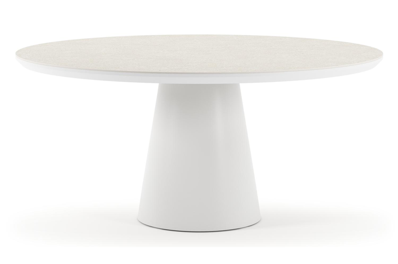 Donato tuintafel in wit aluminium en volkeramiek shilin - Dia. 148 x H 76 cm