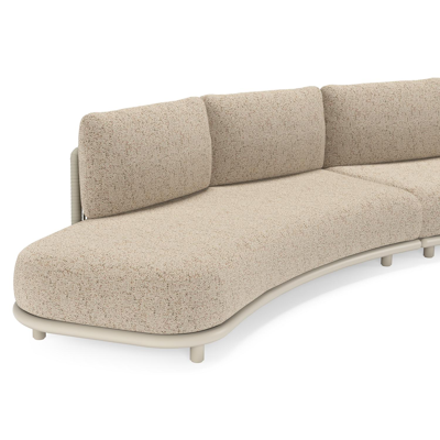 Lomano loungehoek in beige aluminium en beige verticaal geweven luxe vlakke rope met Bora Jungle all weather cosytica