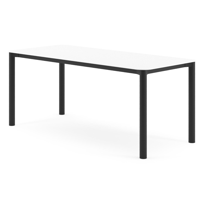 Orso tuintafel rechthoekig afgerond in zwart aluminium en volkeramiek Arctic White - L 200 x B 80 x H 74.5 cm