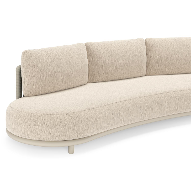 Lomano loungeset in beige aluminium en beige verticaal geweven luxe vlakke rope met Lopi Sand all weather sunbrellaÂ® luxe