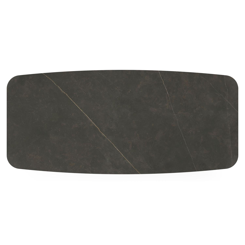 Pagino tuintafel bootvorm in beige aluminium en volkeramiek Calatorao - L 255 x B 115 x H 73 cm