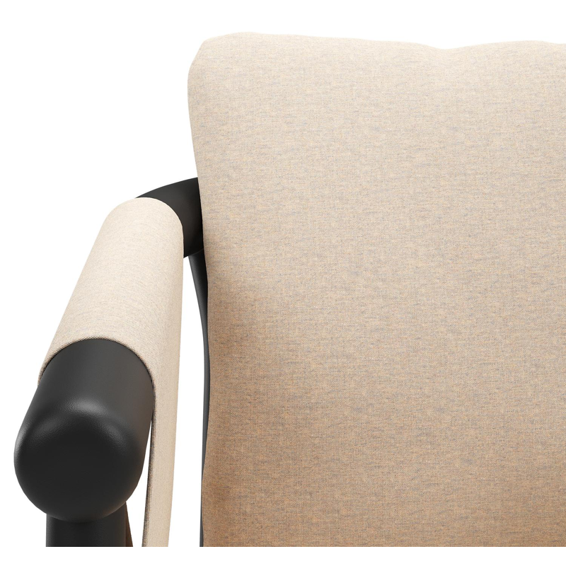 Amico stapelbare tuinstoel in zwart aluminium met stoelkussen in All Weather Sunbrella® Luxe Heritage Papyrus