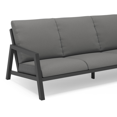 Zen'so loungeset in zwart aluminium met natte charcoal chine all weather sunbrella® luxe kussens