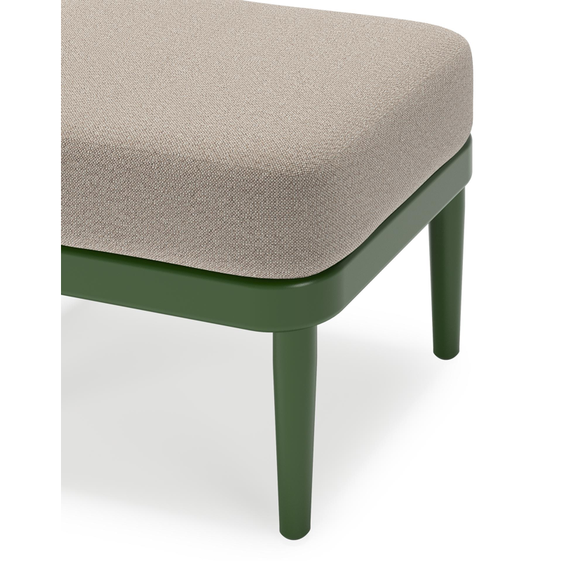 Orso poef in groen aluminium met Savane Coconut all weather sunbrella® luxe kussen