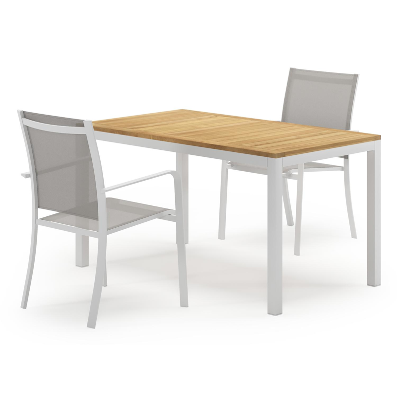 Feltro tuinset in wit aluminium en teak Natural Finish met 2 Calobra tuinstoelen