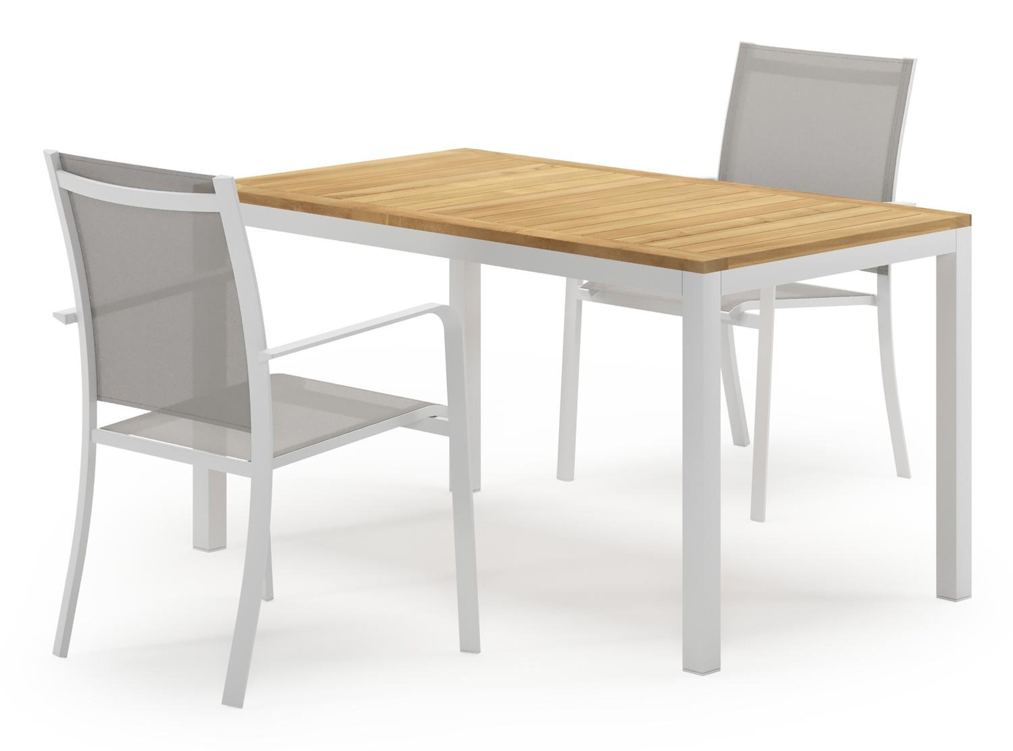 Feltro tuinset in wit aluminium en teak Natural Finish met 2 Calobra tuinstoelen